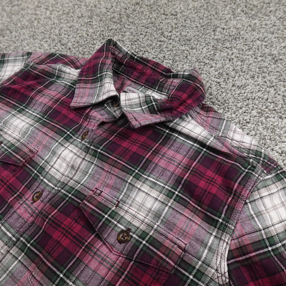 Carhartt Shirt Womens M Plaid Long Sleeve Flannel Button Up Outdoor Work Warm
